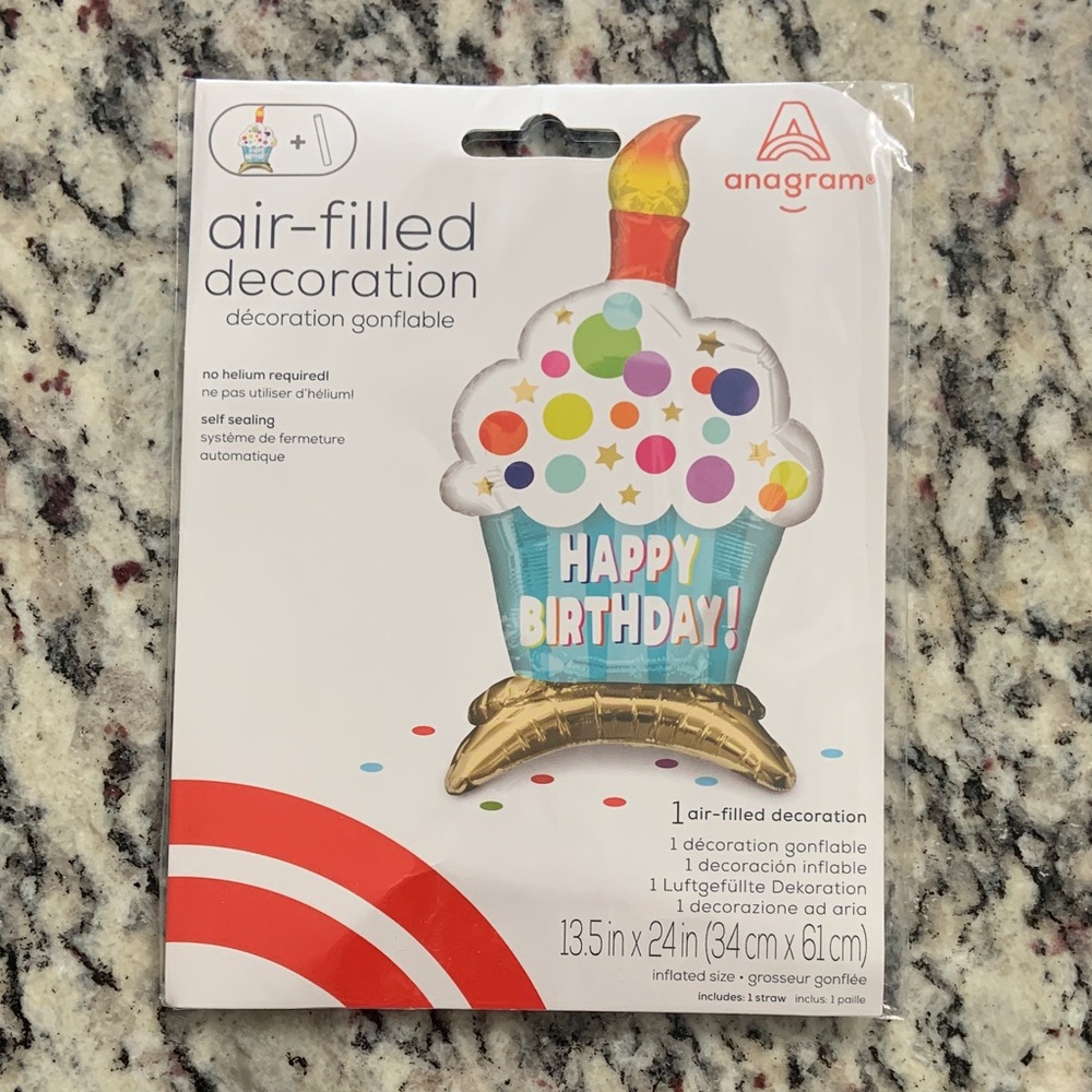 Anagram Happy Birthday Cupcake Air-Filled Balloon- BNWT